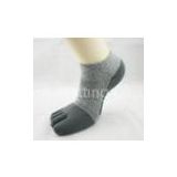Men's Breathable Grey Coolmax 5 Toes Sports Ankle Terry Loop Socks With Mesh On The Instep