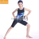 Full Brief Knee Suits One Piece Swimsuit Children Competition Swimwear thumbnail-2