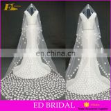 Custom Made Long Ivory Wedding Veil With Petals On For Wholesale