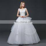 HS1601 Vintage Lace Applique Elegant White Ruched Tulle Wedding Dress 2017 thumbnail-2