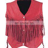 HMB-3201A LEATHER VEST BIKER STYLE FRINGES COAT BRAIDS thumbnail-1