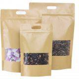 OUTOP Packaging Free Samples Standing up Pouches Brown Kraft Paper Bag With Window thumbnail-2