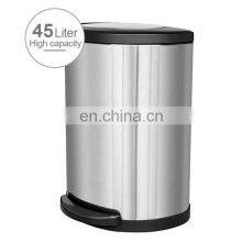 Высокая емкость 45 л. Нержавеющая сталь, крышка с поворотной системой, педальный контейнер для мусора с матовым покрытием, устойчивый к отпечаткам пальцев, домашний мусорный бак thumbnail-1