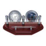 Wood Clock Sets Globe Clock With Pen Stand Office Stationery Decoration thumbnail-1
