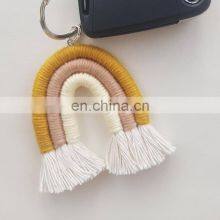 Hot Sale Rainbow Macrame Keychain Bulk Order Boho Accessory thumbnail-4