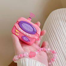 2024 Pink Walkie Talkie Design Earphone Case for Airpods Pro 1 2 3 Cartoon Cute Silicone Protective Cover With Plush Pendant thumbnail-4