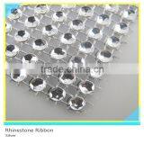 Plastic Gold Rhinestone Mesh 10 Rows 5 Yards Sew on Rhinestone Plastic Banding Ribbon Roll thumbnail-2