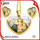 316l stainless steel jewelry pendant necklace heart shape Blessed Virgin Mary gold jewelry 18k