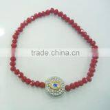 FASHION 2 TONE PLATE BEADED ELASTIC EVIL EYE BRACELET thumbnail-1