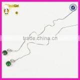 Best Sell Green Color cz Crystal Earrings Silver Long Chain Emerald Threader Earrings thumbnail-3