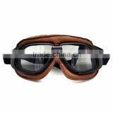 BJ-GT-008 Super Light Weight Brown Leather Tea Lens Motocross Goggles Custom thumbnail-2