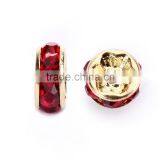 Gold Plated Light Siam Color #227 Rhinestone Jewelry Rondelle Spacer Beads Variation Color and Size 4mm/6mm/8mm/10mm thumbnail-2