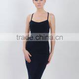 2015 New Design Sexy Spaghetti Strap Backless Black Midi Bodycon Dress thumbnail-6