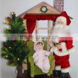 XM-A607718 Inch Lighted Santa House With Little Baby for Christmas Decoration