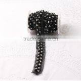 Handmade Garment Accessories Crystal Cup Chain Sew on Black Color Mesh Strim