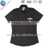 Black T/C Slim Uniform Shirt With Customized Embroidery Logo