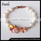 New trendy charm bracelets with real freshwater pearl