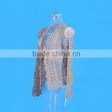 2015 New Hand Crochet Women Long Sleeve Cardigan for Lady Hollow Out V-neck