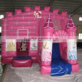 Pink princess inflatable castle with slide