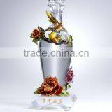 RORO Wealth and Peace Peony Enamel Pewter Crystal Decorative Vase