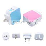 2 Port USB Multi Use Mobile Phone Home Charger With 4 Interchangeable EU US UK AU Plug thumbnail-1