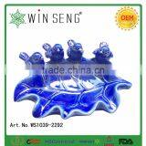Garden Decor Glazed Leaf Bird Ceramic Porcelain Plate thumbnail-1