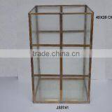 Brass and Glass Lantern With Square Patterns