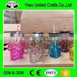 Handle Cock Glass Rooster Cup With Metal Lid, Drinking Glass Bottle With Handle thumbnail-3