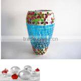 Hand Blown Flower Pattern Cobalt Blue Colored Vase thumbnail-2