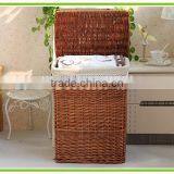Sets 2 Whole Willow Material Laundry Basket With Lid With Lining With Handls on the Side of the Basket thumbnail-3