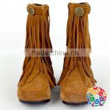 Whoelsale Suede Kids Cowboy Boots Tassel Moccasins Boots Baby Cowboy Boots