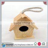 Hanging Ornament Little Wooden Miniature Wood Roof Bird House Spring Home Decor thumbnail-1