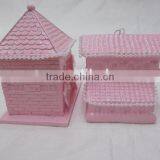 Shabby Pink Glitter Christmas Village Houses thumbnail-5