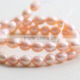 New 16 Inches 3-4mm Pink Rice Shape Freshwater Pearl Strand thumbnail-2