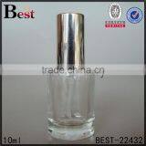 Cosmetic Perfume Promotion Lowest Price Mold Clear Small 10ml Glass Bottle With Silver Aluminum Spray and Cap China Suppliers
