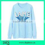 Loose Style Print Blue Pullover NYC Style Sweatershirts thumbnail-1