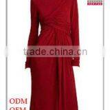 Lady Sexy Red Evening Dress/boat Neck Ruffle Cuff Self Belt Pleats Tea Length Sexy Lady Club Wear Dress thumbnail-1