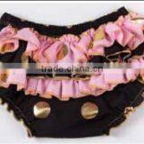 Chinese Product and Low Price Wholesale Gold Polka Dot Ruffle Baby Bloomer for 6months to 4years Baby Kids thumbnail-1