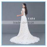 High Quality Italian Lace Cap Sleeve A Line Long Wedding Dress thumbnail-5