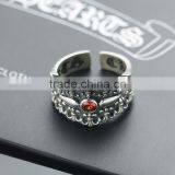 Adjustable Personalized Cool Punk Jewelry Pokerface Silver Red Diamond Fashion Men's Ring thumbnail-2