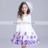 2017 Latest Dress Designs Photos Red Purple Flowers Embroidered Dress thumbnail-3