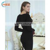 Hsz-TU005 V-neck Nylon Lace Top Ladies Winter Thick Underwear Wholesale Female Thermal Underwear thumbnail-5