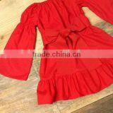 New Arrive! Kids Red Chevron Christmas Baby Girls Frill Dresses Frocks Design thumbnail-5