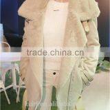 Faux Fur Leather Jackets 2016 Fashion Women's Imitation Lambs Wool Coat Spliced Large Lapel Overcoat With Belt thumbnail-2