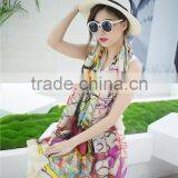 2016 Women Winter Long Scarf Shawl Spring Autumn Female Blue Silk Scarves Printed Summer Silk Beach Cover thumbnail-4