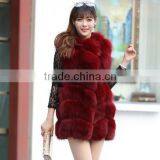 CN-R-5 100% Real Fox Fur Vests & Waistcoats Long Coat Lady thumbnail-4