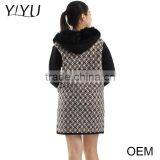 European Fashion Winter Jacquard Fur Collar Zipper Women Cardigan Sweater thumbnail-6