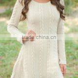 Walson Spring and Autumn New Four-color Fashion Knitted Sweater Round Neck Long-sleeved Dresses thumbnail-2
