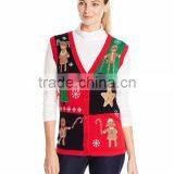 Women Red Sweater Christmas Theme Pattern Christmas Lights Jumper thumbnail-1