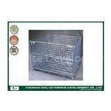 Galvanized Foldable Wire Stackable Storage Bins , Warehouse Storage Cage thumbnail-1